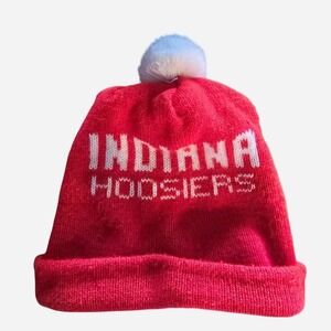 Indiana Hoosiers red knit beanie with white pom pom (Acc1)